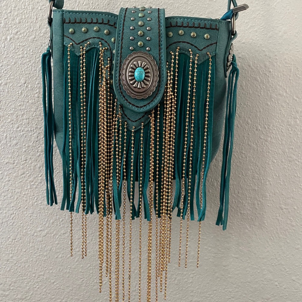 Montana West Turquoise Fringe Crossbody Bag Western Country Cowgirl Festival